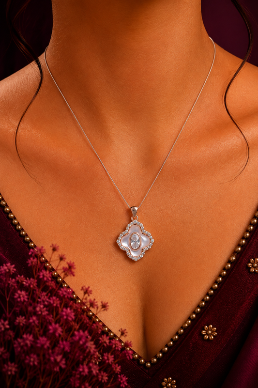 925 Sterling Silver Oval Stone Pendant