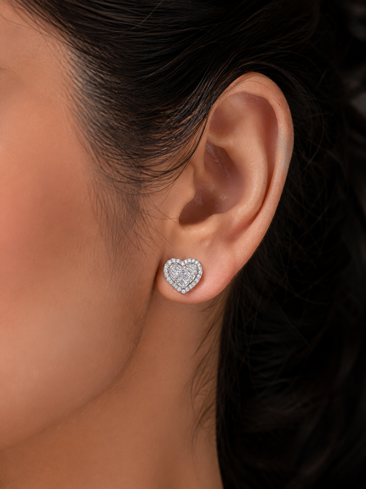 925 Sterling Silver Sparkling Heart Drop Earrings