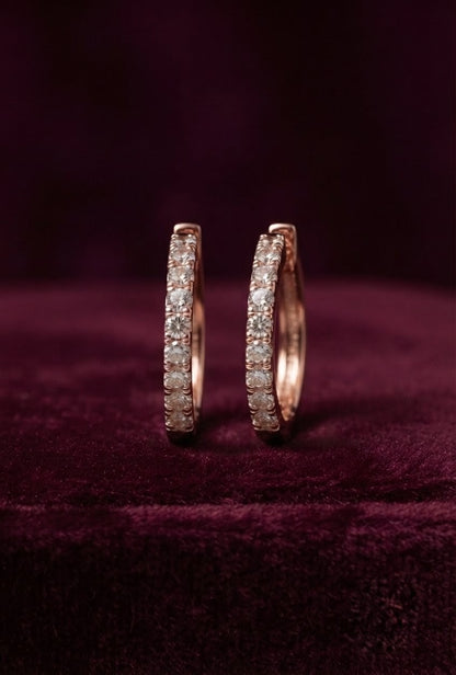 925 Sterling Silver Paved Hoop Earrings