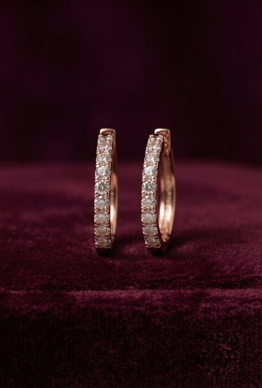 925 Sterling Silver Paved Hoop Earrings