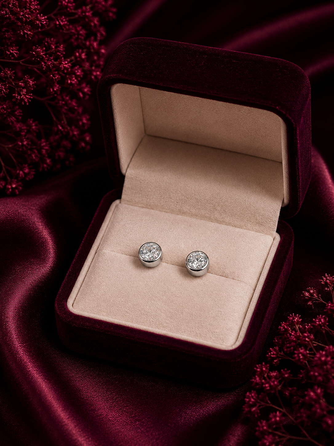 925 Sterling Silver Sparkling Round Stud Earrings