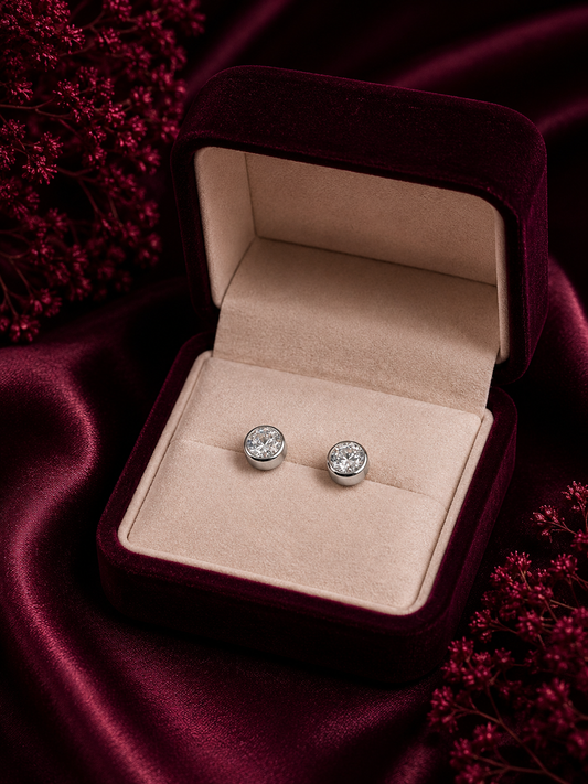 925 Sterling Silver Sparkling Round Stud Earrings