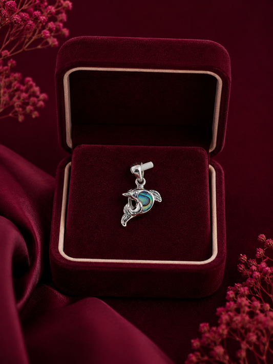925 Sterling Silver Blue-Green Fish Pendant