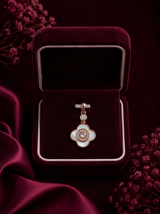 925 Sterling Silver Floral Pendant with Sparkling Center