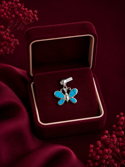 925 Sterling Silver Blue Butterfly Pendant