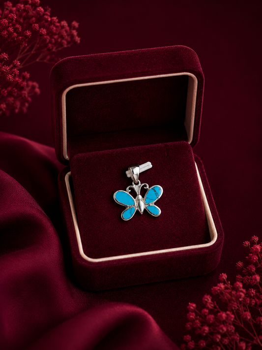 925 Sterling Silver Blue Butterfly Pendant