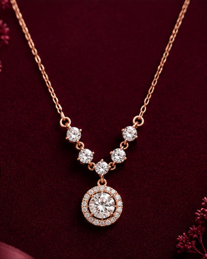 CZ Halo Pendant Necklace 925 Sterling Silver - hero product image