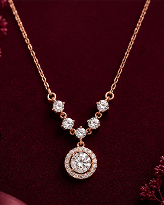 CZ Halo Pendant Necklace 925 Sterling Silver - hero product image