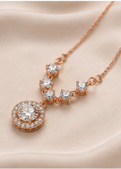 CZ Halo Pendant Necklace 925 Sterling Silver - different angle