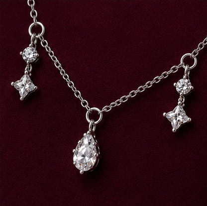 925 Sterling Silver Dainty Charm Necklace close-up detail