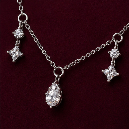 925 Sterling Silver Dainty Charm Necklace close-up detail