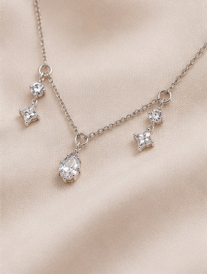 925 Sterling Silver Dainty Charm Necklace different angle