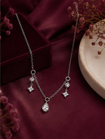 925 Sterling Silver Dainty Charm Necklace lifestyle styling