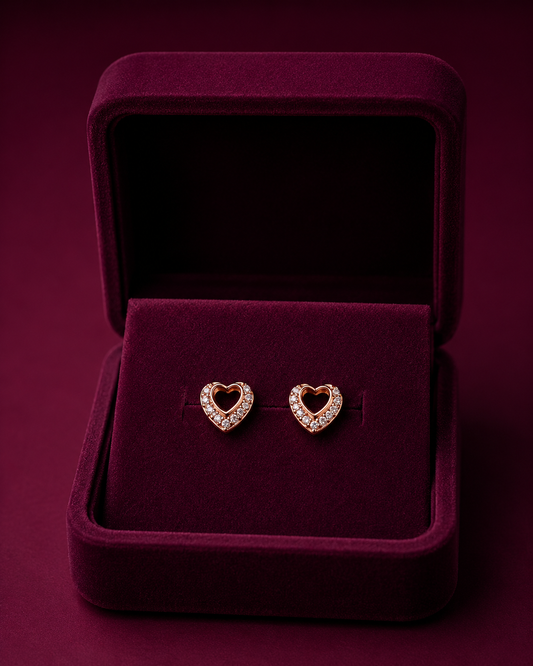 Sparkling 925 Sterling Silver Heart Stud Earrings