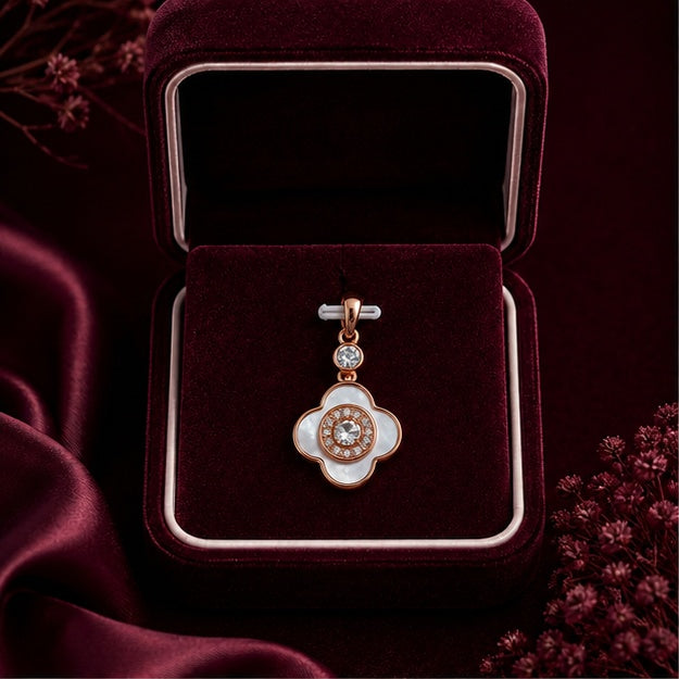Floral Pendant with Sparkling Center - angled view